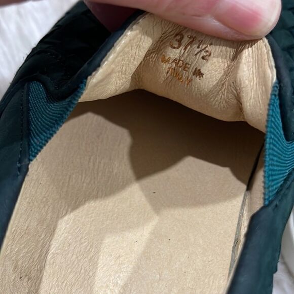 M Gemi Cercio Green Leather Basket Weave Slip On Sneaker Sz 37 1/2 - Picture 12 of 16